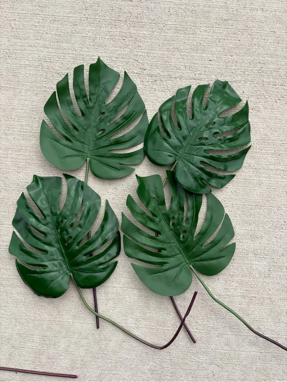 19 Artificial Monstera Leaves with Long Stem for Vase